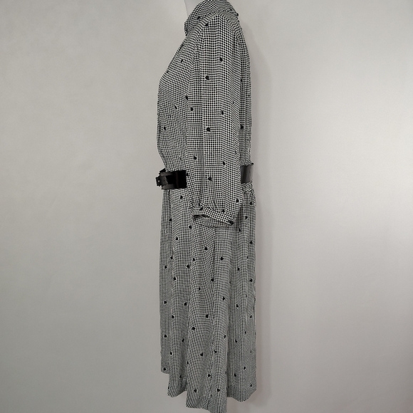 Vintage 80s Emerald St Womens Black And White Checkered Midi Dress Classic - Picture 6 of 9